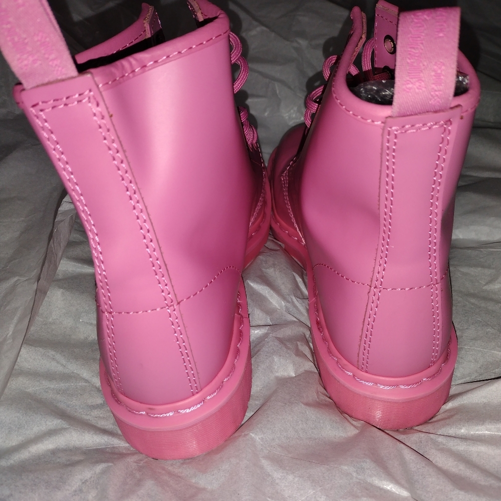 Dr. Martens PINK Leather Combat Boots - Picture 5 of 8